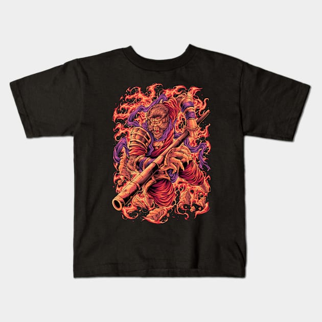 Monkey king Kids T-Shirt by erdesign